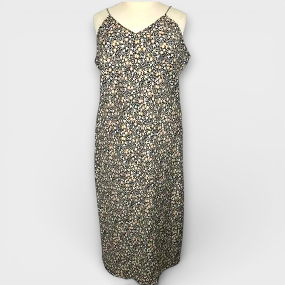 Nili Lotan x Target 3X Black Floral Maxi Slip Dress Spaghetti Strap Ditsy Floral